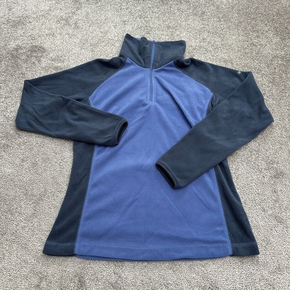 Columbia Fleece Jacket Womens Medium Blue 1/4 Zip Lightweight Raglan Outdoor